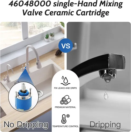 Vista 4 de Compatible con Grohe 46048000 Cartucho de repuesto de cartucho de grifo con válvula mezcladora de una sola mano Cartucho de cerámica