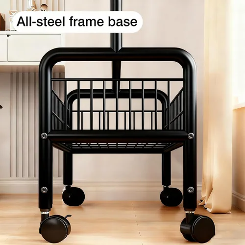 Vista 6 de Perchero con estantes de almacenamiento, perchero resistente con ruedas para dormitorio, sala de estar, organización de lavandería