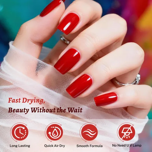 Vista 17 de OpenLive Esmalte de uñas negro de 0.6 fl oz, gran volumen, secado rápido, secado rápido y de larga duración, arte de uñas de color para bricolaje