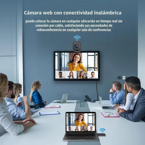Vista 2 de TOALLIN Cámara web inalámbrica HD 1080P para PC, micrófono con cancelación de ruido incorporado, cámara de computadora inalámbrica