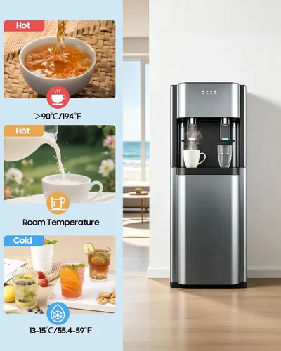 Vista 3 de Dispensador de enfriador de agua para botella de 5 galones, 3 ajustes de temperatura Bottom Loading Water Dispenser with Anti-Dry