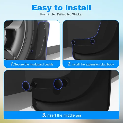 Vista 3 de Aletas de barro para Tesla Modelo Y Juniper Accesorios 2026 2025 Versión OEM Protectores de salpicaduras delanteros y traseros para todo