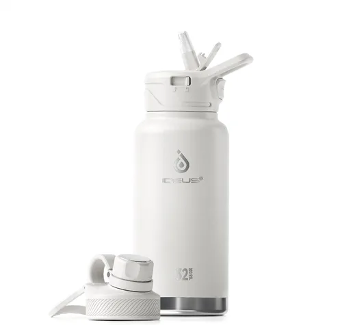Vista 41 de IDEUS Botella de agua aislada de 12 onzas, botella de agua aislada de acero inoxidable para la escuela, botellas aisladas con pajitas a prueba