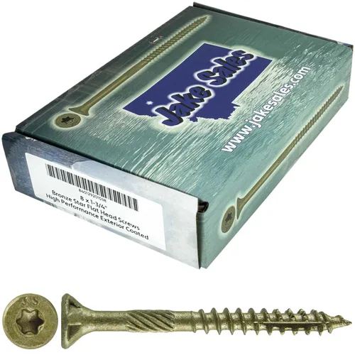 Vista 193 de 8 x 1 revestimiento exterior recubierto de bronce, tornillo de madera multiusos compatible con ACQ, cabeza plana Torx/Star Drive de 1 libra, 288