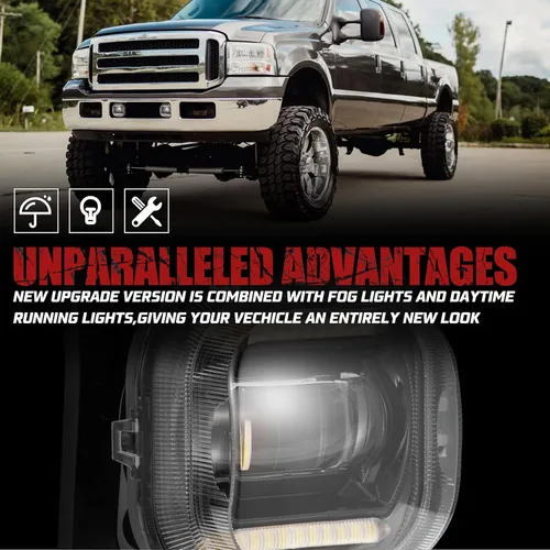 Vista 4 de BUNKER INDUST Luz antiniebla LED con luces de circulación diurna para Ford F250 F350 F450 F550 SUPER DUTY 2005 2006 2007, kit de montaje de faro