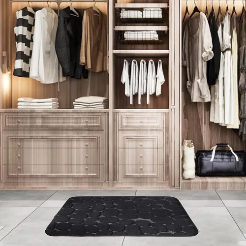 Vista 6 de Tapete de baño negro de secado rápido, 24 x 36 pulgadas, antideslizante, de espuma viscoelástica, lavable a máquina