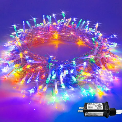 Vista 32 de JMEXSUSS - Tira de 100 luces led para interiores, 8 modos, enchufables, parpadeantes, 33 pies, luces navideñas para exteriores, a prueba de agua