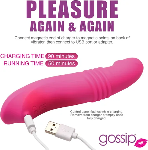 Vista 5 de Gossip Blasters - Vibrador de silicona de empuje 10X para mujeres, hombres y parejas. Vibrador de punto G para punto P, consolador curvo.