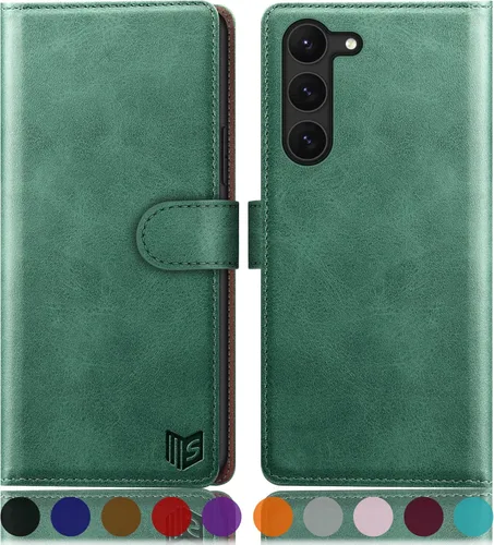 Vista 20 de SUANPOT Funda tipo cartera para Samsung Galaxy S23 5G con bloqueo RFID, soporte para tarjetas de crédito, cubierta protectora de cuero PU tipo libro