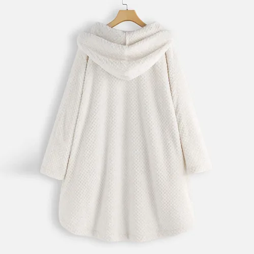 Vista 3 de INESVER Abrigo de mujer de talla grande, cuello de solapa, abrigo de invierno cálido, abrigo de manga larga