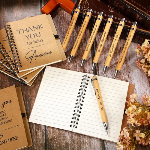 Vista 5 de Glenmal El juego de 60 piezas de regalo de agradecimiento incluye cuadernos inspiradores en espiral, bolígrafos motivacionales retráctiles, regalo
