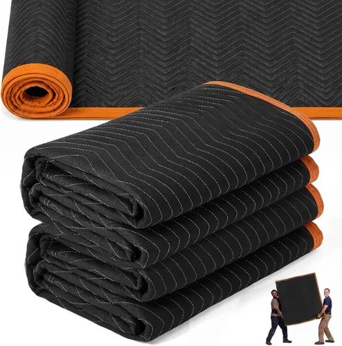Vista 9 de Peryiter Paquete de 2 mantas móviles extra grandes de 96 x 80 pulgadas, almohadillas de mudanza resistentes de 4.4 libras y mantas de embalaje Negro