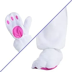Vista 4 de Party City Disfraz de conejo de Pascua de lujo para adultos con tocado color blanco