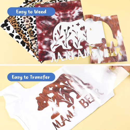 Vista 3 de HTVRONT Leopard HTV Heat Transfer Vinyl - 11 Packs Cheetah Iron on Vinyl