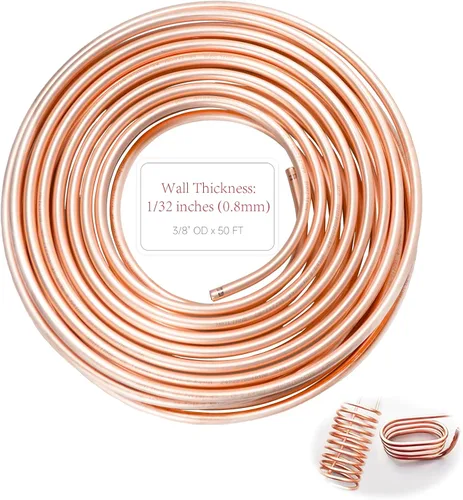 Vista 9 de Tubo de Cobre 99.9% 1,27 cm de diámetro exterior x 1,1 cm de diámetro interior 1,5 m, Pared del Tubo: 0,8 mm, Tubos Redondos Sin Costuras T2