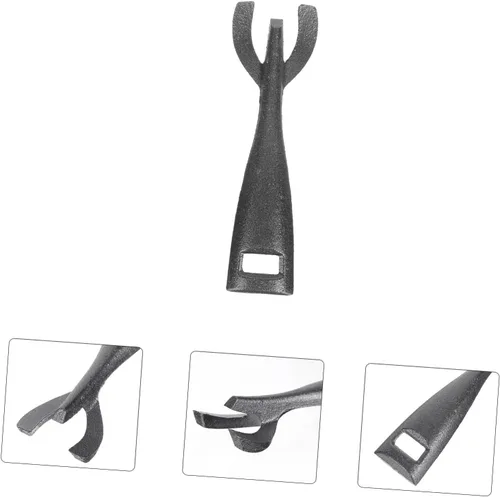 Vista 6 de Pinzas de hierro fundido Teppanyaki para barbacoa para asar y asar, soporte para placa de carne, resistente al calor, agarre de cocina con bordes