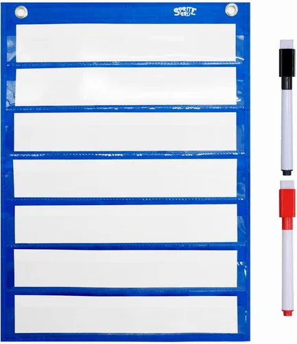 Vista 7 de Tabla de bolsillo magnética con 10 tarjetas de borrado en seco para estándares, horario diario, actividades, demostraciones de clase (Negro)