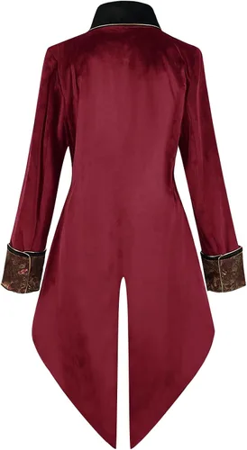 Vista 2 de Abrigo steampunk renacentista, disfraz de Halloween para niños, medieval pirata vampiro, chaqueta victoriana, abrigo para niños