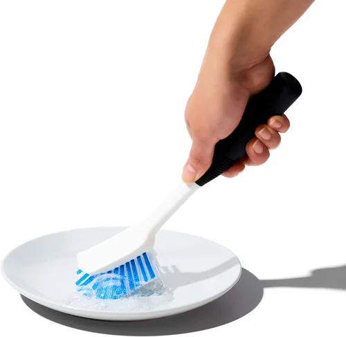 Vista 7 de OXO Good Grips Dish Brush, Nylon Bristles with Built-in Scraper, Safe for Non-Stick Cookware, Non-Slip Handle, Dishwasher Safe