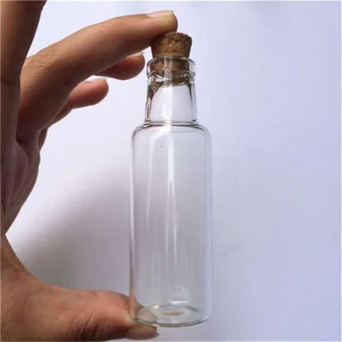 Vista 3 de 50 botellas de cristal transparente de 1.2 fl oz con botellas de corcho para frascos de boda, decoración de regalos, tarros de bricolaje