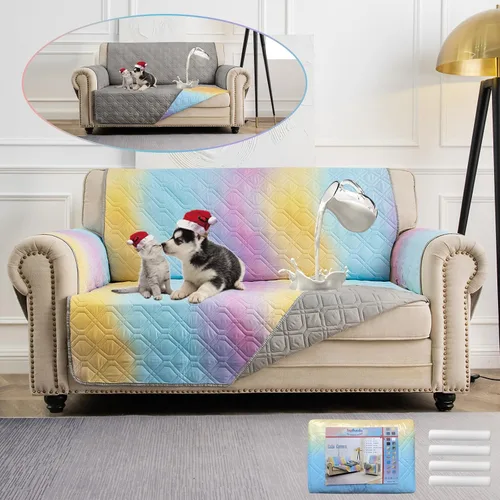 Vista 7 de Fundas impermeables para sofá reclinable de 30 pulgadas, reversibles, reutilizables, para sala de estar, funda de sofá pequeño para un solo asiento