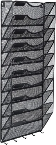 Vista 22 de EasyPAG Office - Carpeta de pared con 3 bolsillos para guardar archivos, organizador de metal para documentos Negro