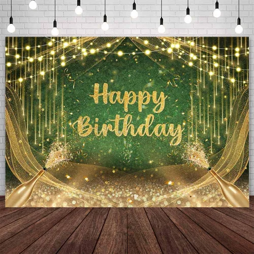 Vista 12 de AIBIIN Telón de Fondo de Feliz Cumpleaños Dorado y Azul Fondo de Fotografía Globo Azul Decoraciones de Fiesta de Cumpleaños Pancarta Accesorios