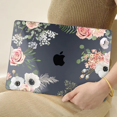 Vista 56 de TWOLSKOO Funda para MacBook Air de 13,3 pulgadas (versión antigua 2018-2021, modelos: M1 A2337, A2179, A1932) - Carcasa rígida con protector de Flor