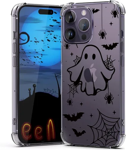 Vista 32 de Funda de Halloween para Google Pixel 6A transparente con diseños de murciélagos fantasmas, funda para teléfono para niñas, elegante, delgada, a