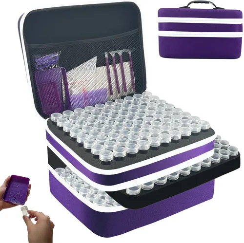 Vista 18 de Contenedores de almacenamiento de pintura de diamantes, 30 ranuras para accesorios de pintura de diamantes y herramientas para estuche organizador