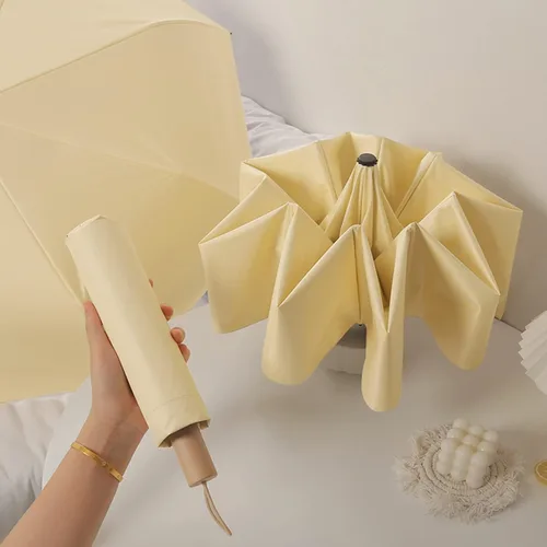 Vista 3 de choedii Paraguas para el sol, protección UV, sólido, compacto, portátil, automático, paraguas de lluvia de viaje, para mujer, impermeable, plegable