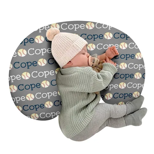 Vista 13 de Funda de almohada de lactancia para bebé, con nombre personalizado, tema de golf, en forma de U, para alimentación con biberón, funda de almohada
