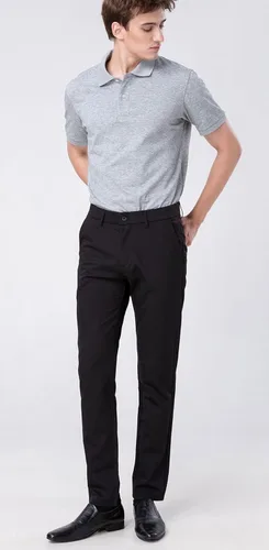 Vista 3 de Plaid&Plain - Pantalones de vestir para hombre, corte delgado, elásticos