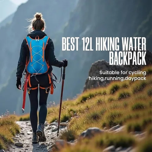 Vista 2 de Mochila de hidratación de 12L para mujeres y hombres, chaleco ligero para correr con bolsa de agua de 2 litros, paquete de agua para senderismo
