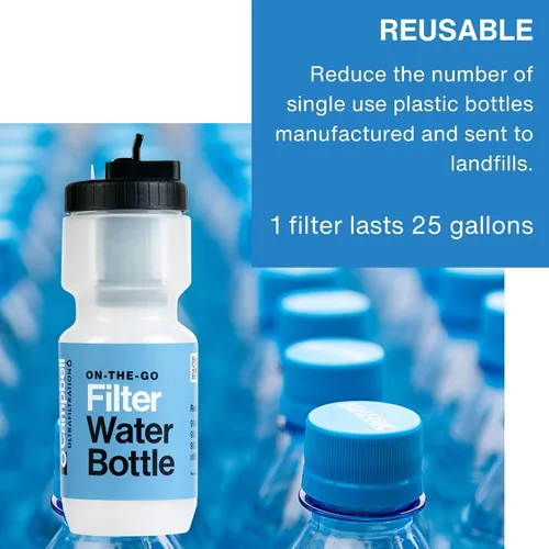 Vista 4 de Campbell Ultrafiltration+ - Botella de filtro de agua, 16 onzas líquidas, purificación sobre la marcha, reutilizable, sin BPA, apta