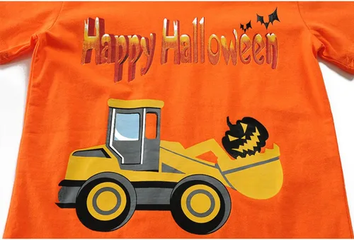Vista 5 de CM-Kid Camisa de Halloween para niños pequeños, niñas, calabaza, fantasma, dinosaurio, camiseta de manga corta para niños, camisetas de algodón de 2