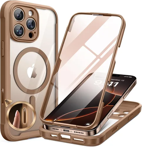 Vista 20 de Miracase - Funda magnética para iPhone 13 Pro Max de 6.7 pulgadas (compatible con MagSafe), transparente, completo, protector de pantalla de vidrio