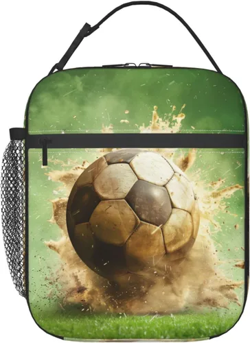 Vista 9 de Lonchera térmica para niños y niñas, bolsa de almuerzo de fútbol para el trabajo, picnic, escuela, viajes, senderismo, playa o pesca, fiambrera