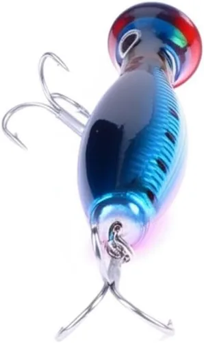 Vista 2 de Señuelo de agua con parte superior grande de 4.75 pulgadas/1.5 onzas, señuelo de sello artificial 3D para ojos duros con ganchos y anillo para agua