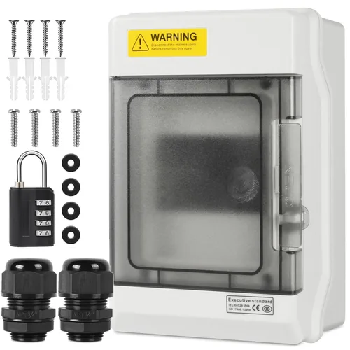 Vista 11 de Caja de Protección de Distribución Impermeable, Caja Eléctrica de Disyuntores de Plástico ABS y Cubierta Transparente IP65, para Disyuntor de Pared