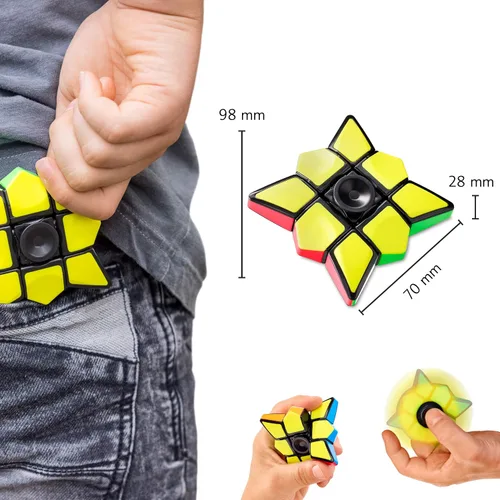 Vista 7 de CUBIDI® Juguete 2 en 1 Cubo Fidget Giratorio con Estrella, Cubo Mágico de Velocidad 1x3x3 para Adultos, Adolescentes y Niños, Portátil, Ligero