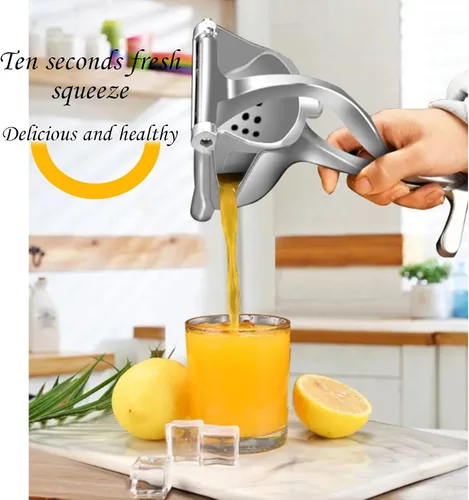 Vista 4 de Exprimidor de limón de acero inoxidable – Exprimidor manual de cítricos resistente para limón, lima, naranja y pomelo con mango ergonómico