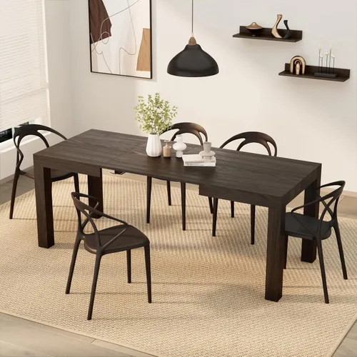 Vista 14 de Mobili Fiver, mesa extensible First, fresno negro, fabricada en Italia