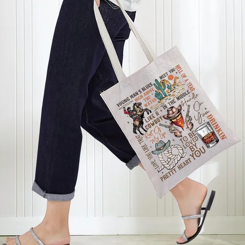 Vista 4 de BWWKTOP Western Cowboy Singer Tote Bag Country Music Gifts Country Concert Canvas Shoulder Bag Country Singer Merchandise