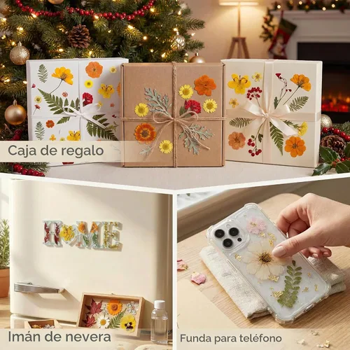 Vista 9 de LUXEEASE 120P Amarillo Naranja Rojo Flores Secas Prensadas Amarillo y naranja 120 piezas