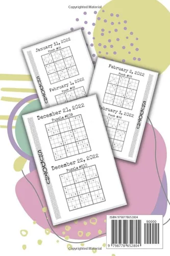 Vista 2 de Sudoku Calendar 2022 Daily Sudoku Puzzles For 2022 Easy Level for Everyone One Puzzle Per Day Plus One Bonus Puzzle