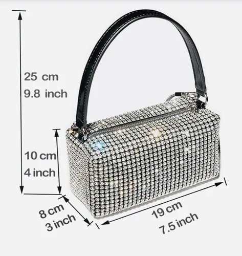 Vista 7 de Bolsos cruzados con purpurina para mujer, mini bolso de fiesta, plateado