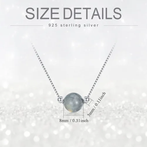 Vista 6 de PLATYCO Collar de piedra natal de plata de ley 925, collar de piedra preciosa única, regalo de joyería para mujeres y niñas, Plata esterlina