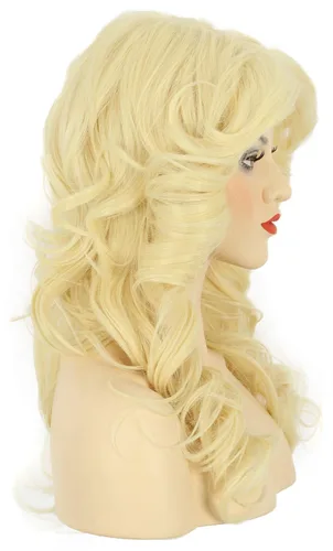 Vista 5 de karlery Peluca de plumas de los años 70 para mujer, peluca larga de onda rubia para cantante, peluca de disfraz vintage, peluca de disfraz de fiesta