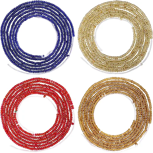 Vista 10 de 4 cuentas de cintura africana hechas a mano de 50 pulgadas para mujer, no elásticas (corbata)